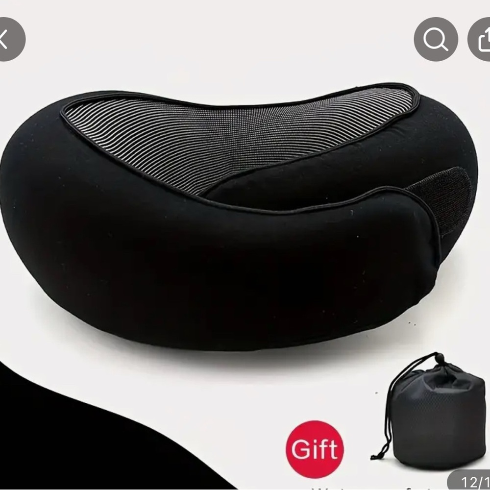 🆕Black Travel Neck Pillow with Carry Bag